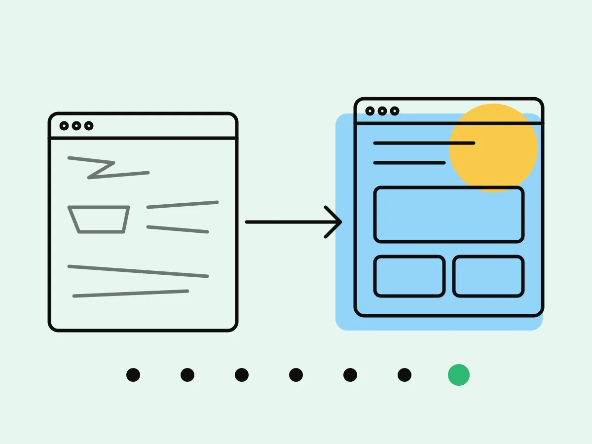 An old cluttered page with an arrow to a clean new page